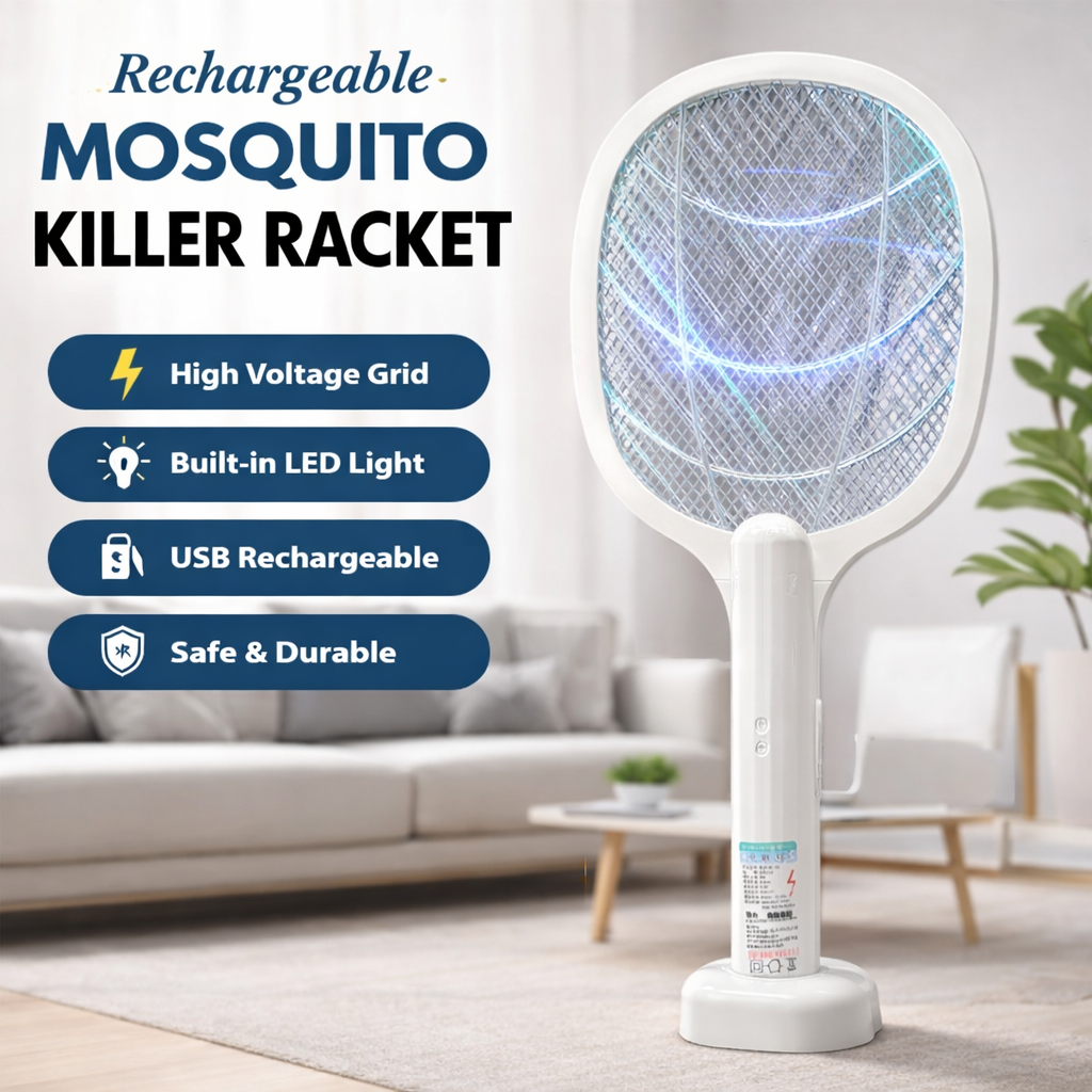 Rechargeable Electric Mosquito Racket With Stand